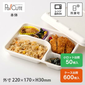 【P-5 紙製弁当容器 本体 白】使い捨て 弁当箱 レンジ 弁当容器 バガス パルプモールド ランチボックス フードパック テイクアウト 容器 おしゃれ 紙 業務用 容器 レンジ対応 電子レンジ カフェ エコ 仕切り