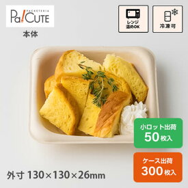 【SBT-パルプモールド6インチ角浅底トレイ】バガス フードパック テイクアウト 容器 おしゃれ 紙容器 紙トレイ 紙 ボックス 食品容器 キッチンカー ランチボックス 業務用 使い捨て 容器 電子レンジ対応 カフェ エコ サンドイッチケース