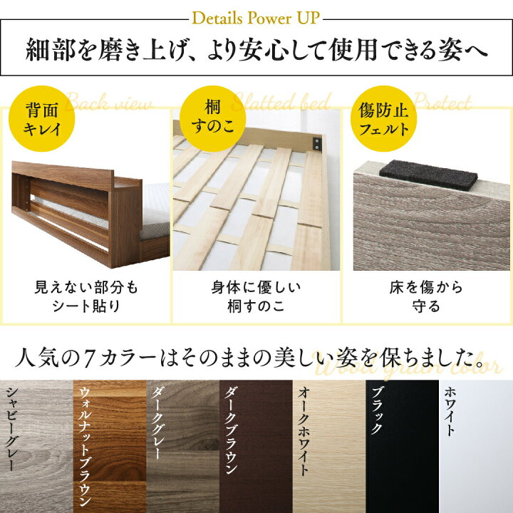楽天市場】【新】棚・2口コンセント付きローベッド Skyline 