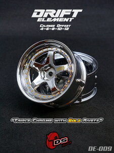 DRIFT ELEMENT SERIES RIM�FChrome 5Spokes Chrome Lip Gold Rivets�@ �h���t�g �G�������g�V���[�Y ���� 5�{�X�|�[�N �N���[���X�|�[�N �N���[�����b�v �S�[���h���x�b�g �I�t�Z�b�g�ύX�\ 1/10�X�P�[�� 2��