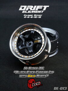 DRIFT ELEMENT SERIES RIMFGloss Black 5Spokes Chrome Lip Gold Rivets@ htg GgV[Y  5{X|[N OXubNX|[N N[bv S[hxbg ItZbgύX\ 1/10X