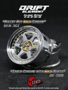 DRIFT ELEMENT SERIES RIM�FChrome 6Spokes Chrome Lip Gold Rivets�@ �h���t�g �G�������g�V���[�Y ���� 6�{�X�|�[�N �N���[���X�|�[�N �N���[�����b�v �S�[���h���x�b�g �I�t�Z�b�g�ύX�\ 1/10�X�P�[�� 2��