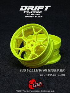 DRIFT FEATHERY RIMF5Y Spokes Flu Yellow Hi Gloss 2K Offset 6mm@ htg tFU[  5YX|[N u CG[ nCOX ItZbg6mm 1/10XP[ 2 htgWR p[c Wh h