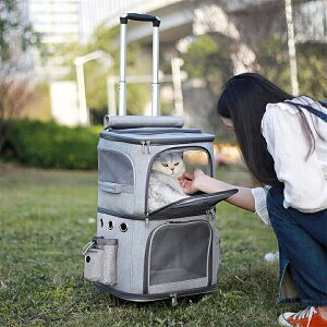 猫 2匹 リュック 分離可 キャリー 2層 ペット キャリーバッグ 小型犬 ソフトクレート 折りたたみ可 マット付き 2way 通院用 ペットキャリー リュック 猫 猫用 犬 ペットキャリーケース 折り畳