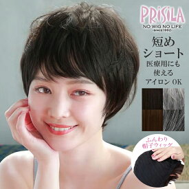 ウィッグ ショート 帽子ウィッグ 自然 レディース プリシラ リラックス BO-01耐熱 フルウィッグ 女性 普段使い かつら ミセス シニア PRISILA エクステ ワンタッチ バレない ショートヘア 男性 メンズ ボリュームアップ 医療用 黒髪 白髪隠し