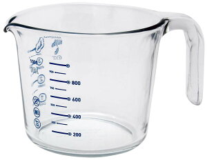 ガラス計量カップ 1000cc【目盛200cc単位】耐熱温度差130℃ 1L計量 材質:ソーダガラス 耐熱ガラス グラスロック 透明 横から見れる 丈夫で長持ち 業務用 家庭用 調理小物 製菓用品 調理用