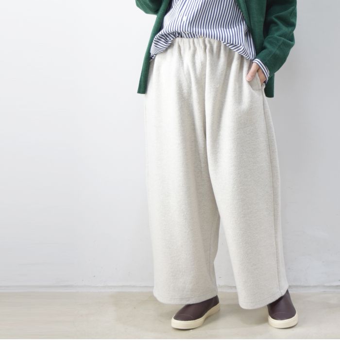 natural laundry(ナチュラルランドリー)ウールリング圧縮ワイドクロップド パンツ 2colormade in  japan7224c-005 | ＳＣＡＭＰ　ＣＬＯＴＨＩＮＧ