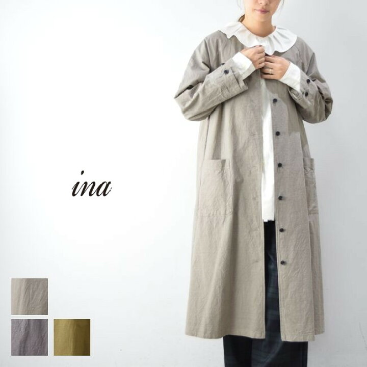 楽天市場】ina(イナ)ノーカラー ラグランスリーブ コート233124 