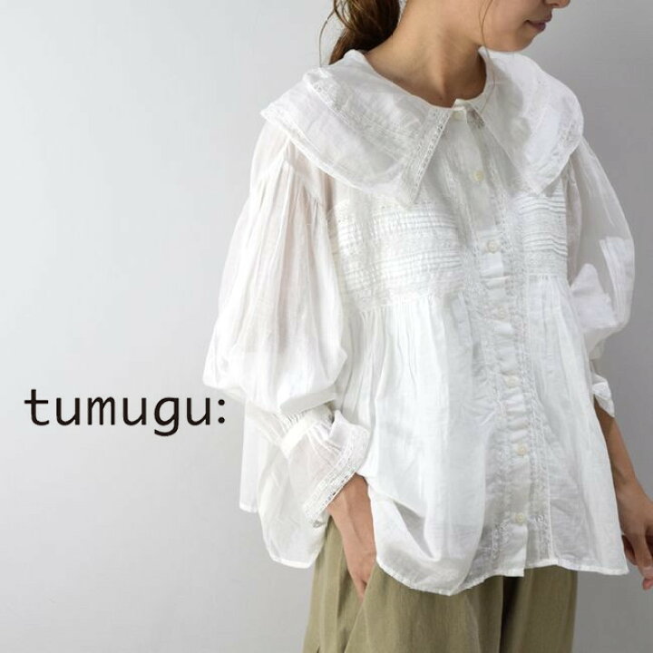 楽天市場】tumugu(ツムグ)カディコットン ブラウス 2colortb23301 
