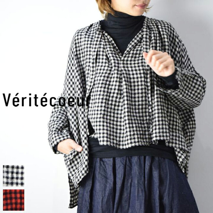 楽天市場】Veritecoeur(ヴェリテクール)リネンウールチェック ブラウス 