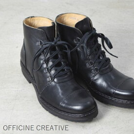 【 OFFICINE CREATIVE 月末月初10％OFFクーポン!!毎月恒例】5/28(tue)14:00～ 6/2(sun)13:59まで　OFFICINE CREATIVE(オフィチーネクリエイティブ) アンティークレザーレースアップシューズ ブラック48507-black【 北海道も送料無料 】