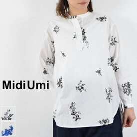 【 MidiUmi 月末月初10％OFFクーポン!!毎月恒例】5/28(tue)14:00～ 6/2(sun)13:59まで　MidiUmi (ミディウミ)flower print skipper shirt tunic 2colormade in japan1-739525