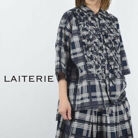 【 LAITERIE 全品10%OFFクーポン】4/19(fri)15：00～4/24(wed)19:59まで　　LAITERIE(レイトリー)ローンチェックプリント ブラウスlb24112