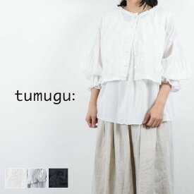 【動画あり】【 tumugu 全品11％OFFクーポン&P最大46倍】楽天スーパーセール!!6/11(tue)1:59まで　tumugu(ツムグ)3Dフラワー刺繡ボイル セット ブラウス 3colortb24135