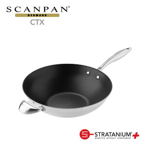 �y���[�J�[�����z�X�L�����p�� CTX�V���[�Y 32cm �E�H�b�N ���ؓ� Wok �[�^�t���C�p�� ���ɔz�� �I�[�u������ �m���X�e�B�b�N ���S�ȃt���C�p�� �t�b�f���H SCANPAN �f���}�[�N STRATANIUM+