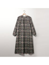 【SALE／30%OFF】スクエアサラサワンピース SCAPA スキャパ ワンピース・ドレス ドレス グリーン ピンク【RBA_E】【送料無料】[Rakuten Fashion]