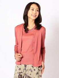 トリアセリブカットソーカーディガン SCAPA スキャパ トップス カットソー・Tシャツ グリーン ピンク グレー ブラック【送料無料】[Rakuten Fashion]