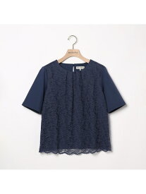 【SALE／48%OFF】レースジャージ半袖カットソー SCAPA スキャパ トップス カットソー・Tシャツ ホワイト ネイビー【RBA_E】【送料無料】[Rakuten Fashion]