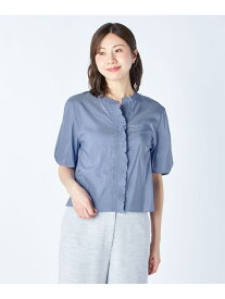 【Lサイズ】シャイニーローンブラウス KEITH キース トップス シャツ・ブラウス ホワイト ネイビー【送料無料】[Rakuten Fashion]