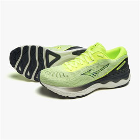 【 ミズノ MIZUNO 】 ランニングシューズ ウエーブスカイライズ 3 ( ライム×ネイビー×オフホワイト ) J1GC220915 マラソン ランシュー WAVE SKYRISE 3