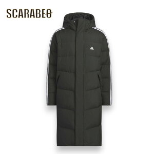 アディダス adidas メンズ ロングダウンコート マストハブ スリーストライプス KWX22 JG5958 ブラック フード付き 防寒 アウター ベンチコート ダウンジャケット kwx22