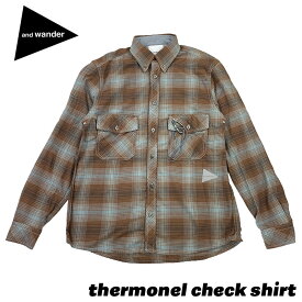 and wander アンドワンダー メンズ thermonel check shirt サーモネルチェックシャツ インビスタ サーモライトファブリック 断熱