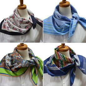 コットン ローン ハンドプリント 正方形 スカーフ 67cm x 67cm 日本製 10058