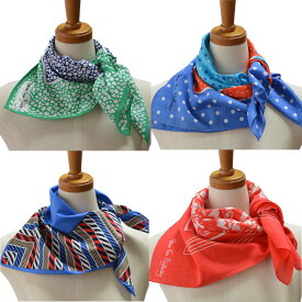 コットン ローン ハンドプリント 正方形 スカーフ 59cm x 59cm 日本製 有名ブランド品 10065