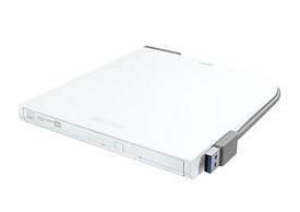 【中古】BUFFALO USB3.0 ポータブルDVDドライブ フラットデザイン ウルトラスリムタイプ Wケーブル収納 ホワイト DVSM-PTS58U3-WH