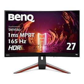 【中古】BenQ MOBIUZ EX2710R 湾曲ゲーミングモニター (27インチ/WQHD/湾曲1000R/165Hz 2.1ch treVoloスピーカー/VA/1ms/HDRi/HDR400/高機能スタンド/リ