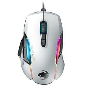 【中古】ROCCAT ゲーミングマウス Kone AIMO Remastered 有線 編み込み ホワイト/白 光学式/16K/多ボタン/130g/MMO RGB Windows 7以降 【日本正規代理店