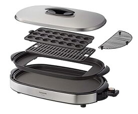 【中古】［非常に良い］パナソニック ホットプレート 3枚タイプ 焼肉プレート たこ焼き器 平面 大型 シルバー NF-W300-S