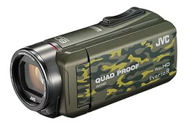 【中古】JVC ビデオカメラ Everio R 防水5m 防塵仕様 耐低温 耐衝撃 内蔵メモリー32GB カモフラージュ GZ-R400-G