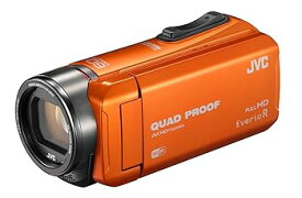 【中古】JVC ビデオカメラ Everio R 防水5m 防塵仕様 Wi-Fi対応 内蔵メモリー64GB オレンジ GZ-RX600-D