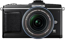 【中古】OLYMPUS マイクロ一眼 PEN E-P2 レンズキット ブラック E-P2LKIT-BLK