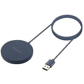 【中古】［非常に良い］エレコム ワイヤレス充電器 マグネット内蔵 5W ケーブル一体 (1m) ネイビー W-MA01NV