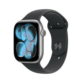 【中古】［非常に良い］Apple Watch Series 11(GPS + Cellularモデル)- 46mmスペースグレイアルミニウムケースとブラックスポーツバンド - M/L