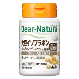 【A】 アサヒフード　ディアナチュラ (Dear-Natura) 大豆イソフラボン with コラーゲン 、乳酸菌　30日分(30粒) 若々しさを大切にする方に