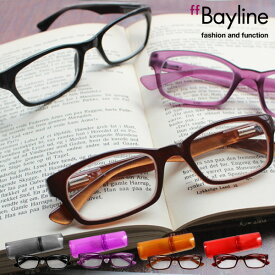 【SALE】Bayline ベイライン 老眼鏡 おしゃれ 50代 メンズ レディース リーディンググラス ウェリントン型カラフルフレーム プラスチックケース 男性 女性 men's 御洒落 シニアグラス