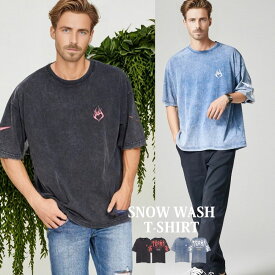 イケオジ ちょいワル おしゃれ 50代 メンズ ファッション Tシャツ ブランド 半袖 半袖Tシャツ おしゃれ トップス カットソー ヴィンテージ ビンテージ スノー加工 スノーウォッシュ バックプリント クルーネック 40代 中年男性 服 春 夏