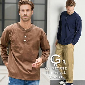 イケオジ 長袖Tシャツ メンズ 40代 50代 60代 ブランド ロンT Goodwear グッドウェア トップス USAコットン ヘンリーネック ヘビーオンス ヘビーウェイト 厚手 7オンス インナー 無地 定番 アメカジ 秋 冬