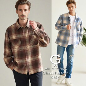 イケオジ チェックシャツ メンズ 長袖 ブランド オンブレシャツ おしゃれ トップス レギュラーカラー ヴィンテージ 古着 ブルー 大人 40代 50代 ちょいワル