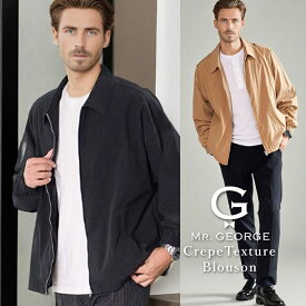 イケオジ ミスタージョージ ブルゾン メンズ アウター ZIPジャケット ジップジャケット 防寒着 暖かい 楊柳 ジャンバー ジャンパー シンプル 無地 ブラック グレー ベージュ 黒 大人 40代 50