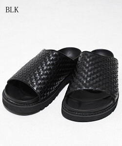 DEDES【デデス】ワンバンド厚底サンダル靴 メンズ シューズ スリッポンサンダル タンクソール 合皮 イントレチャート ブラック 黒 L LL シンプル 夏