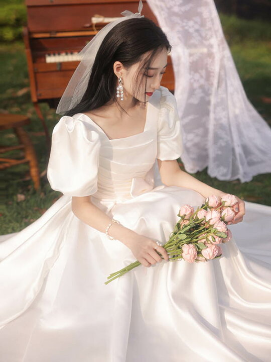 楽天市場】ウェディングドレス 花嫁 袖あり ロングドレス 結婚式  