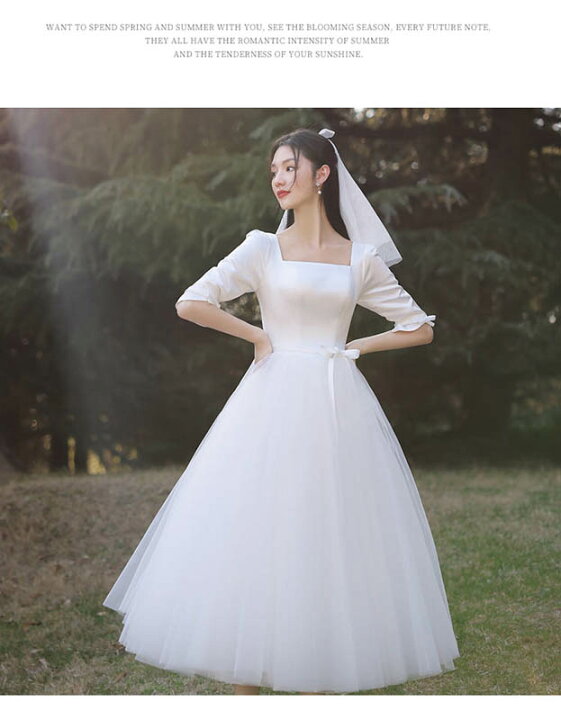 ウエディングドレス 花嫁 袖あり ミディアムドレス 結婚式 パーティードレス 二次会 海外挙式ドレス ブライダル 撮影 ロングワンピース おしゃれ 無地 フォーマル ドレス 披露宴 卒業式 コンサート 発表会 Wedding Dress ハネムーンフォト代 30代 40代 50代 新品 ウエディングドレス 花嫁 袖あり ミディアムドレス 結婚式 パーティードレス 二次会 海外挙式ドレス ブライダル 撮影 ロングワンピース おしゃれ 無地 フォーマル ドレス 披露宴 卒業式 コンサート 発表会 Wedding Dress ハネムーンフォト代 30代 40代 50代 新品