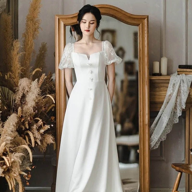 楽天市場】ウエディングドレス 袖あり トレーンドレス 結婚式 花嫁