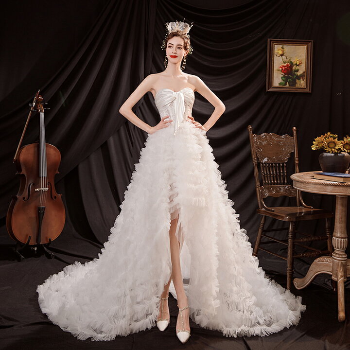 楽天市場】ウェディングドレス 白 Aラインドレス 無地 ロングドレス  