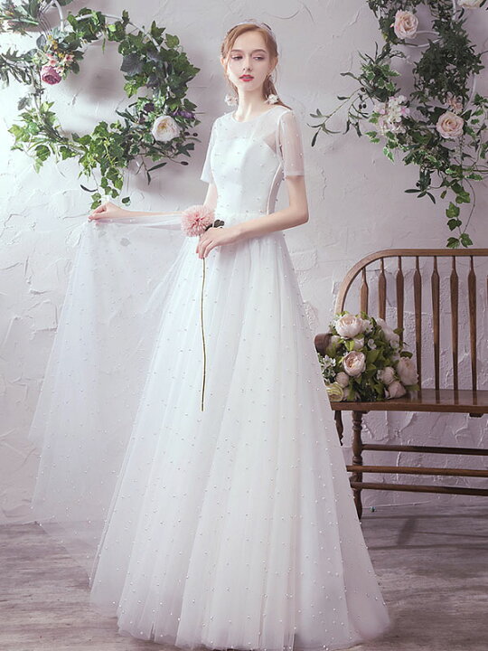 楽天市場】海外挙式 ブライダル ロングドレス ウエディングドレス 花嫁  