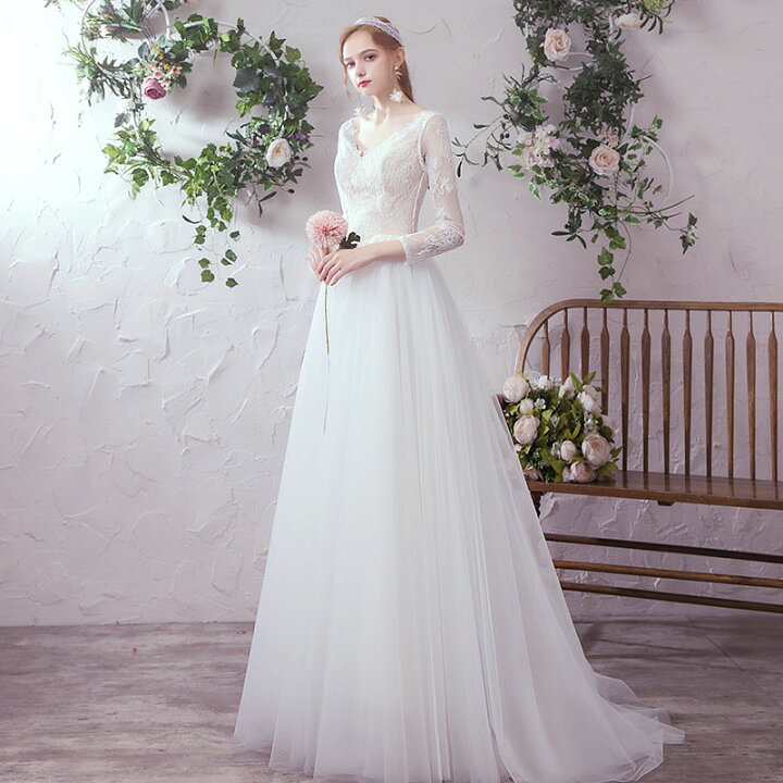 楽天市場】海外挙式 ブライダル ロングドレス ウエディングドレス 花嫁  